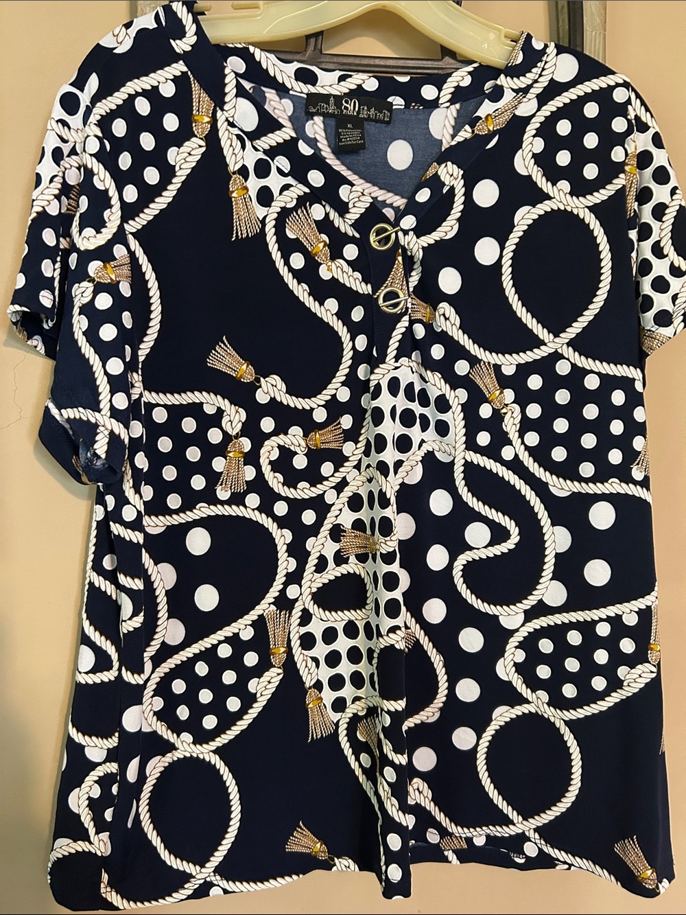 Navy Rope & Dot Short Sleeve Top 80 park